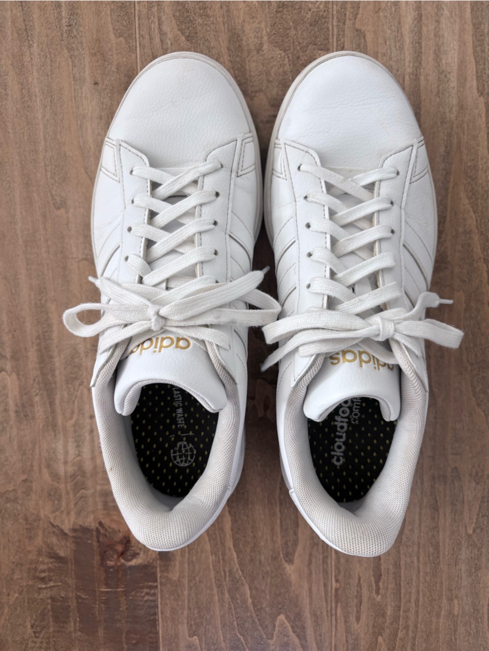 adidas Women’s White Sneakers with Gold Logo